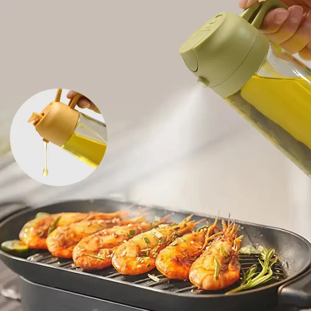 Fast Shipping 470ml Olive Oil Sprayer Glass Bottle 2 in 1 Kitchen Cooking Oil Spray & Dispenser Set with Color Box Spray Bottle for Olive Oil