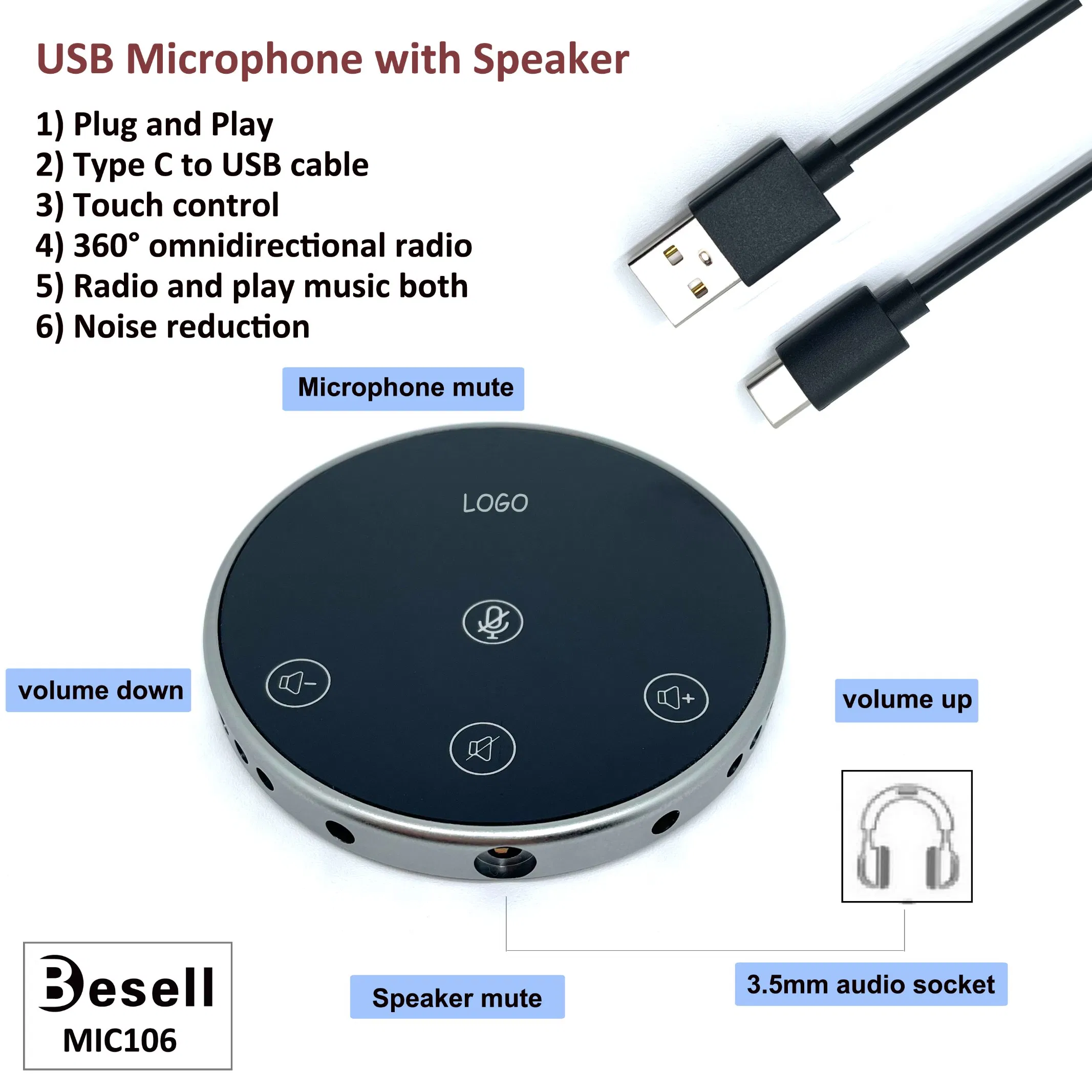 Premium Live Recording Microphone with Speaker and Volume Control