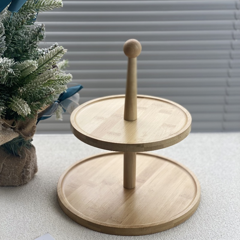 Multi-Layered Bamboo-Wood Stringed Tray Rack for Pastries and Cakes Dessert Rack