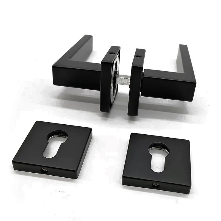 Matt Black Zinc Alloy Square Lever Door Handle Design Handles