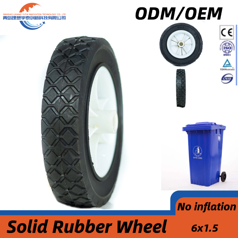 Garbage Bin Platform Trailer Wheels Solid Rubber Wheel 6X1.5 with Plastic Rim