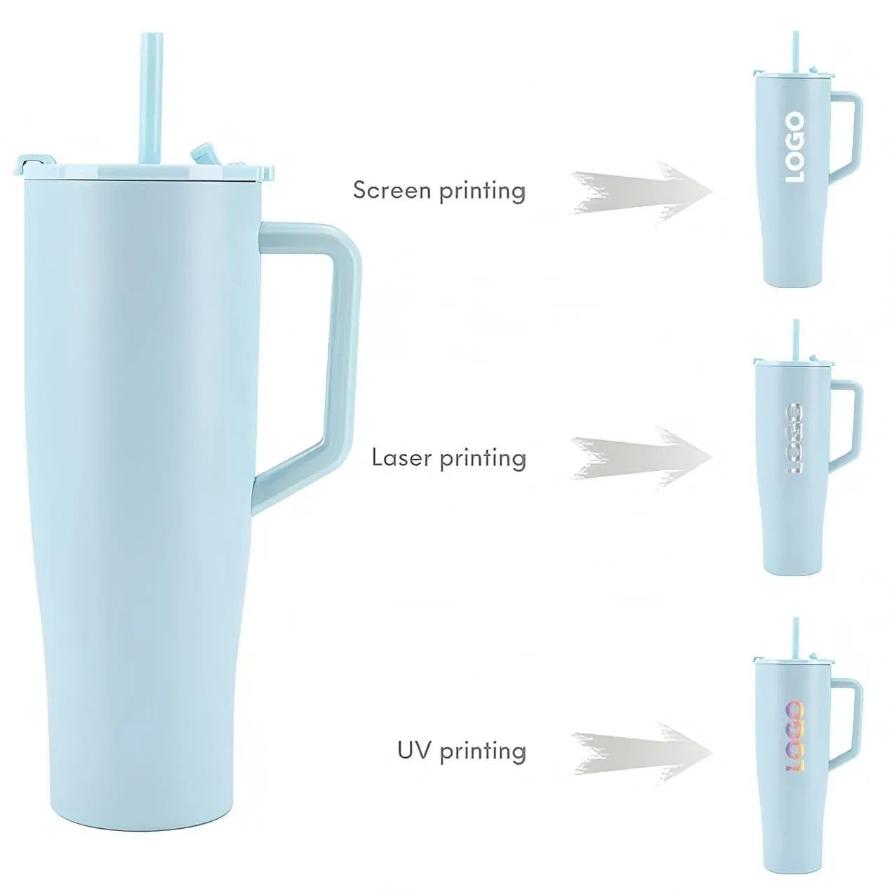 Wholesale 40oz Insulated Custom Tumbler Cup Stainless Steel Double Wall Vacuum Travel Coffee Mug 40 Oz Water Bottle Thermo with Handle Straw Lid