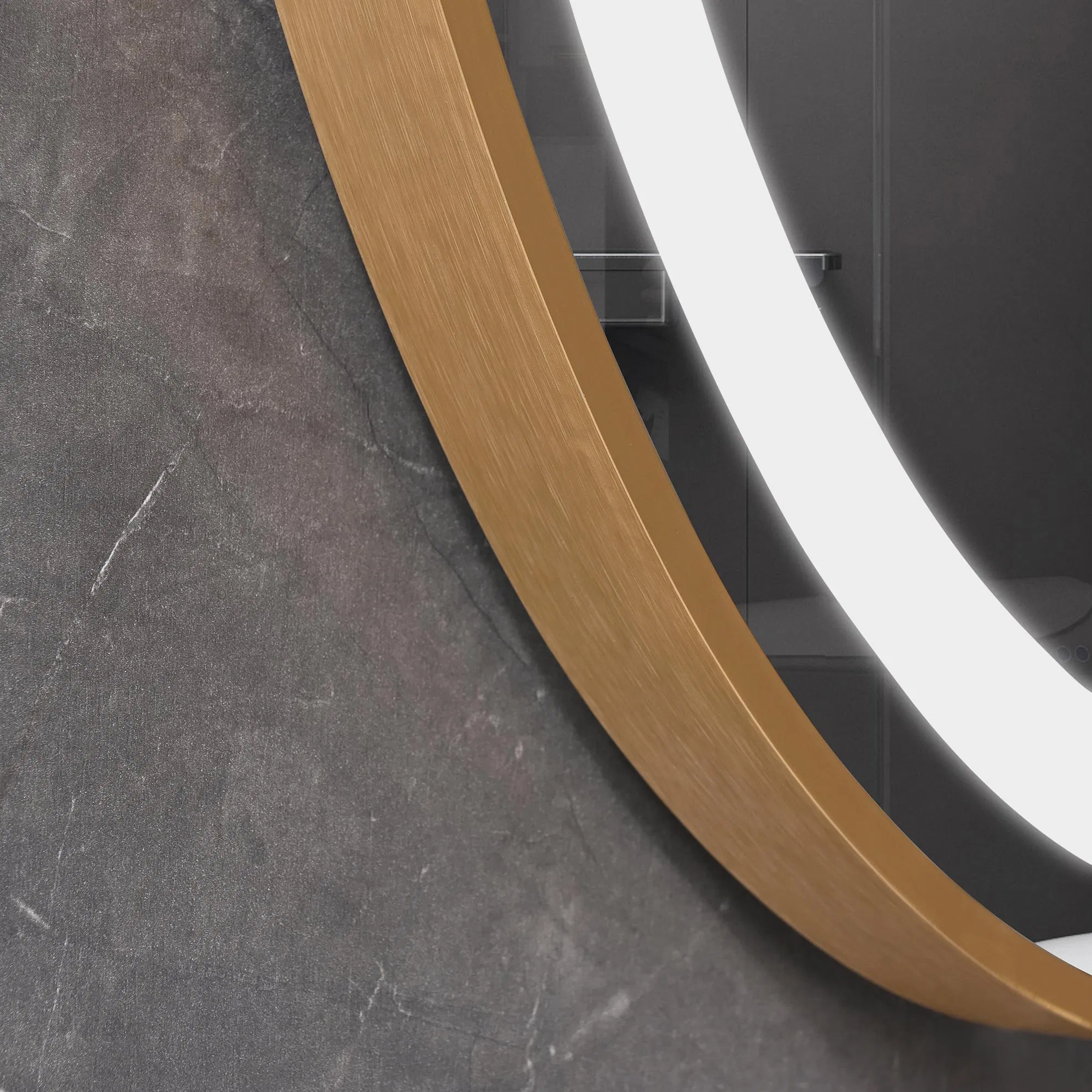 Gold Sandblasted 60×80 Oval LED Wall-Mounted Bathroom Vanity Mirror Espejos