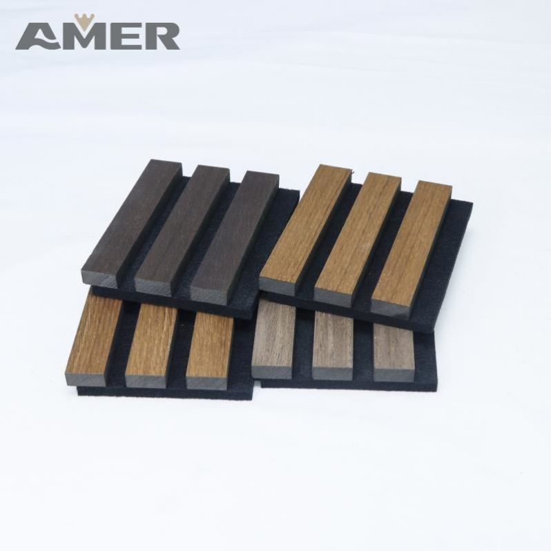 Amer Factory Artistic Interior Solid Wood Decorative Wall Cladding Modern Black Felt Backing Wall Cladding