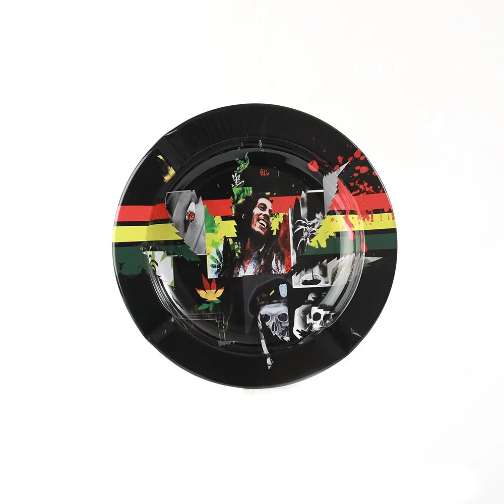 Custom printing Smoking Accessories Round Metal Tin Ashtray for Ciger/Tobacco