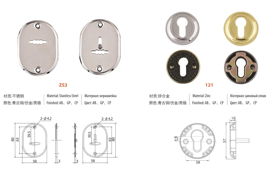 High Quality Zinc Alloy/ Steel Security Door Lock Escutcheon Cylinder Cover Protector (138)