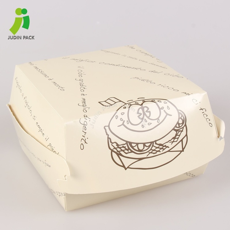 Kraft Paper Fast Food Hamburger Clamshell Packaging Box