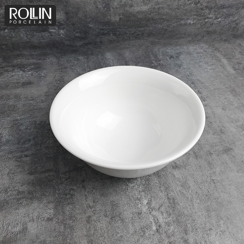 Hot Selling Round White Porcelain Rice Bowl Noodle Bowl