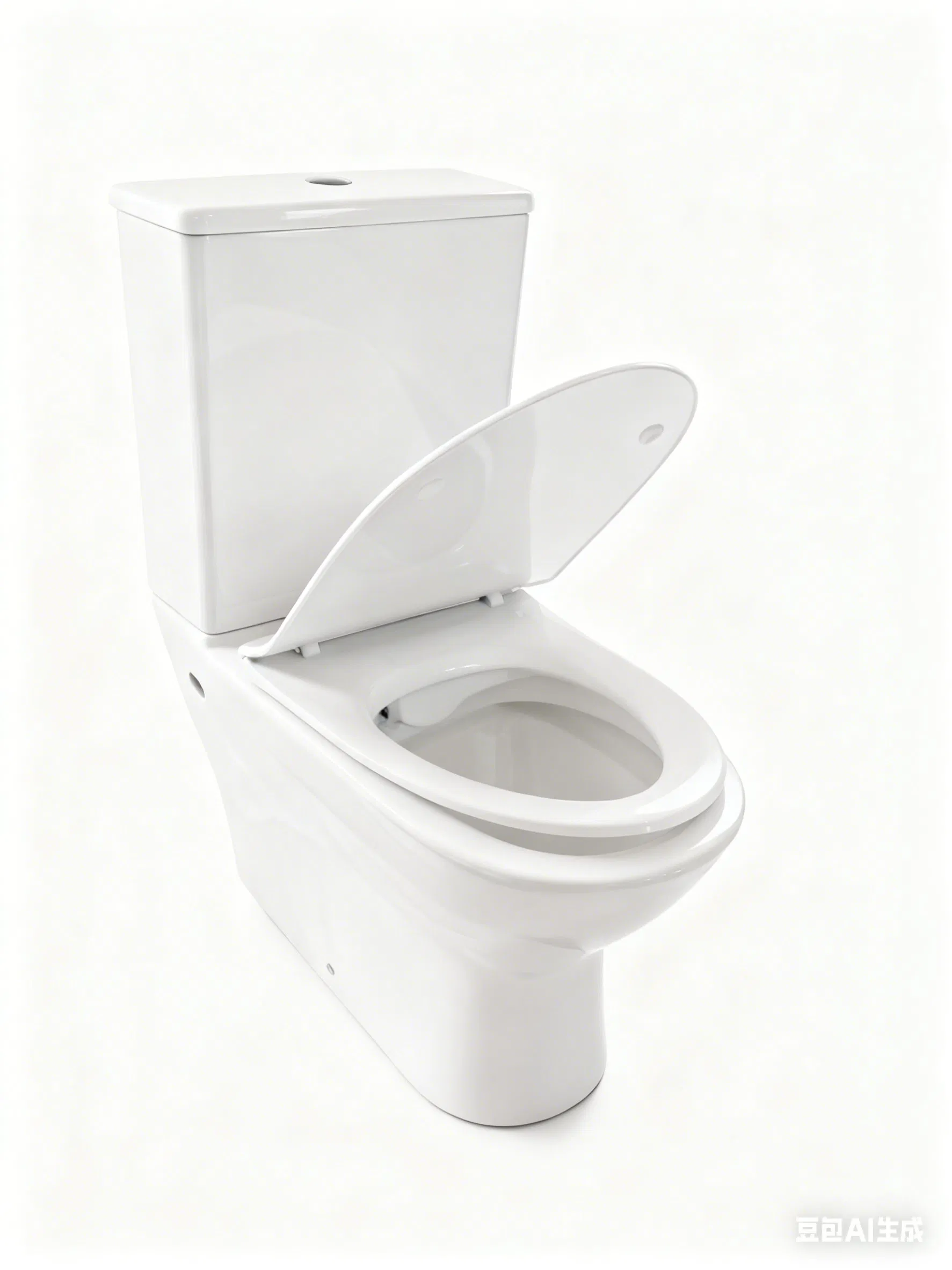 Stylish White Washdown Two-Piece Toilet, Streamlined Ceramic Bathroom Fixture From China