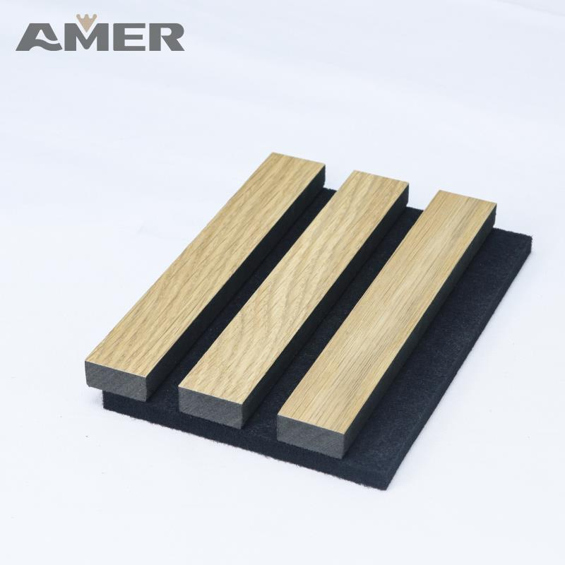 Wall and Ceiling Soundproof Slats Laminated Pet Wooden Veneera Acoustic Panel for Auditorium Hall