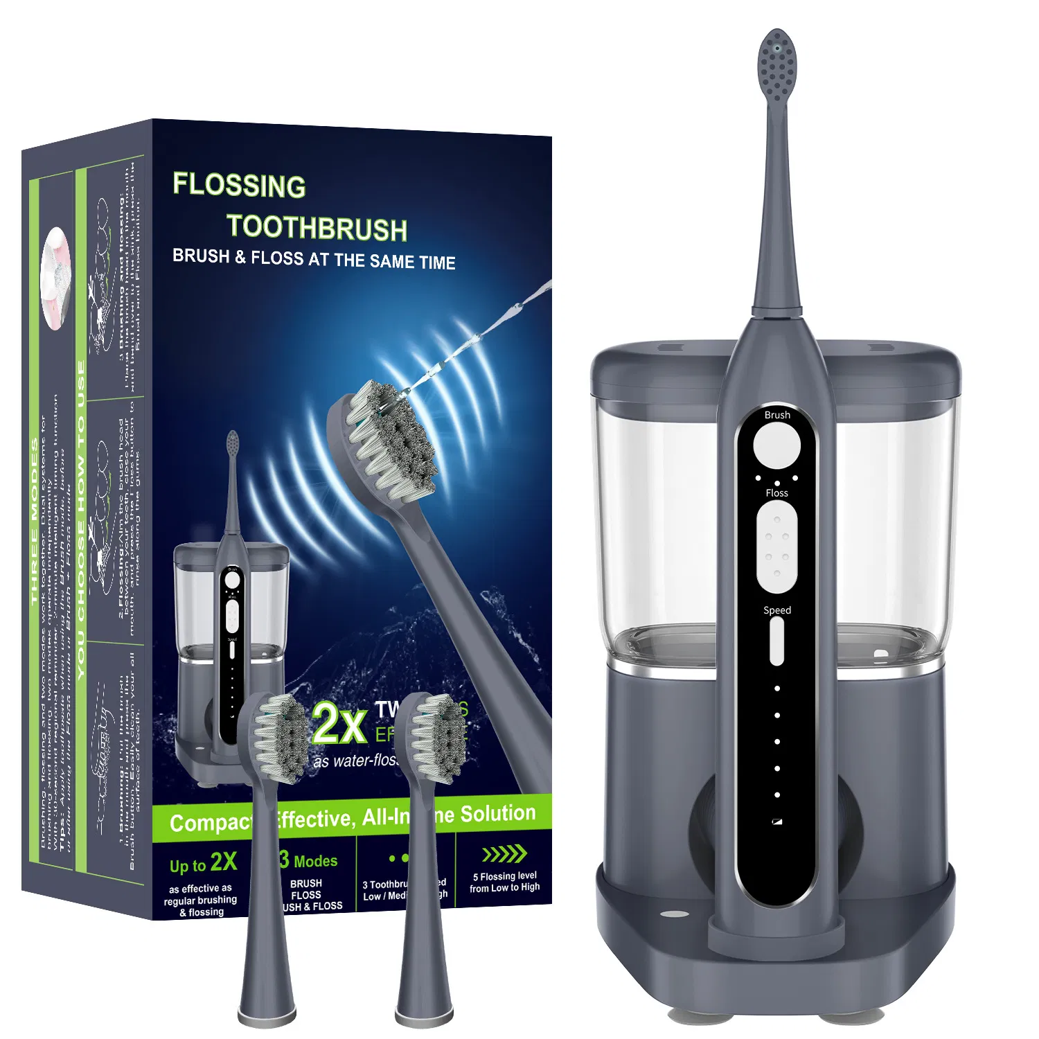 2 in 1 Flossing Toothbrush Electric Water Flosser Combo in One