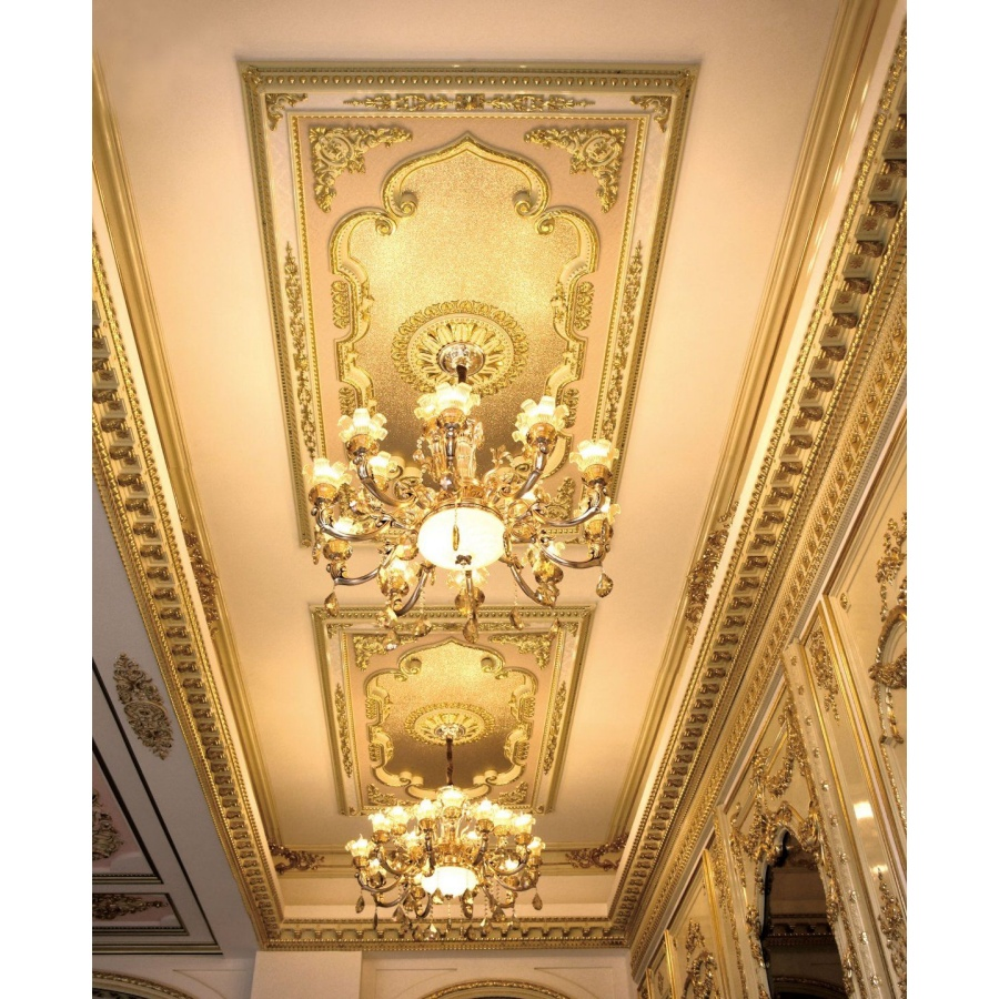 Banruo Delicate Baroque Style Classic Red Rectangular Ceiling Medallion for House