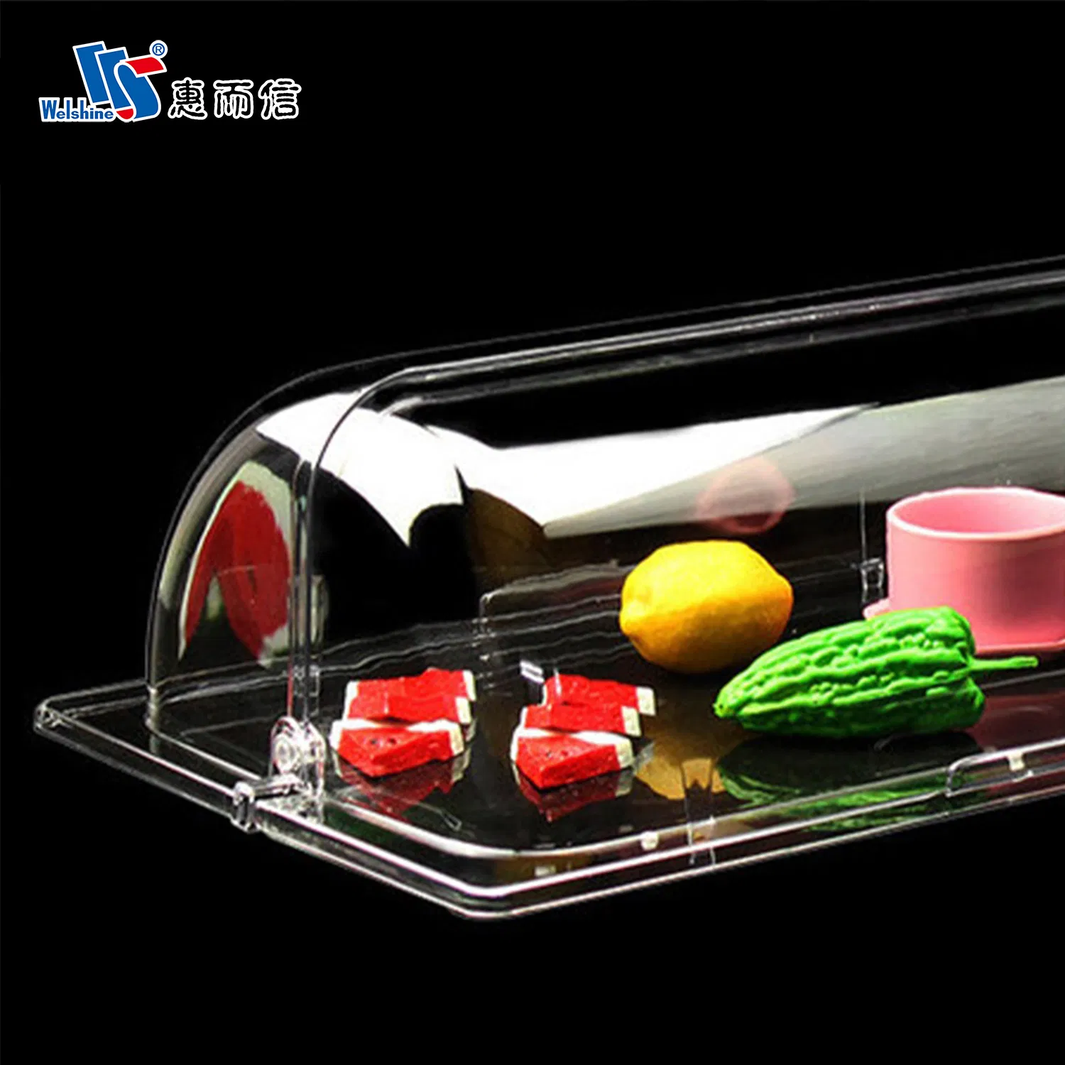 Flip-Open Clear PC Display Stackable Plate Restaurant Food Cover