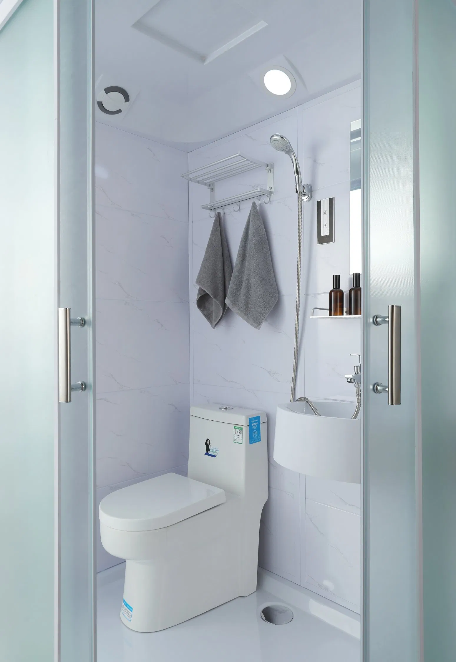Prefab Bathroom All in One Bathroom Arc- Shaped Wood Grain