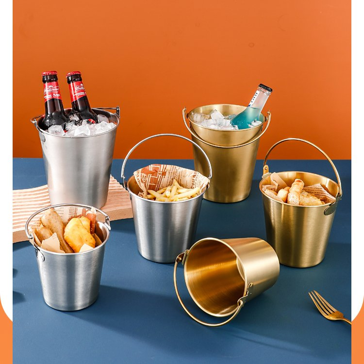 SUS304 Mini Ice Bucket Gold Silver Beer Wine Bucket for Bar Restaurant Hotel
