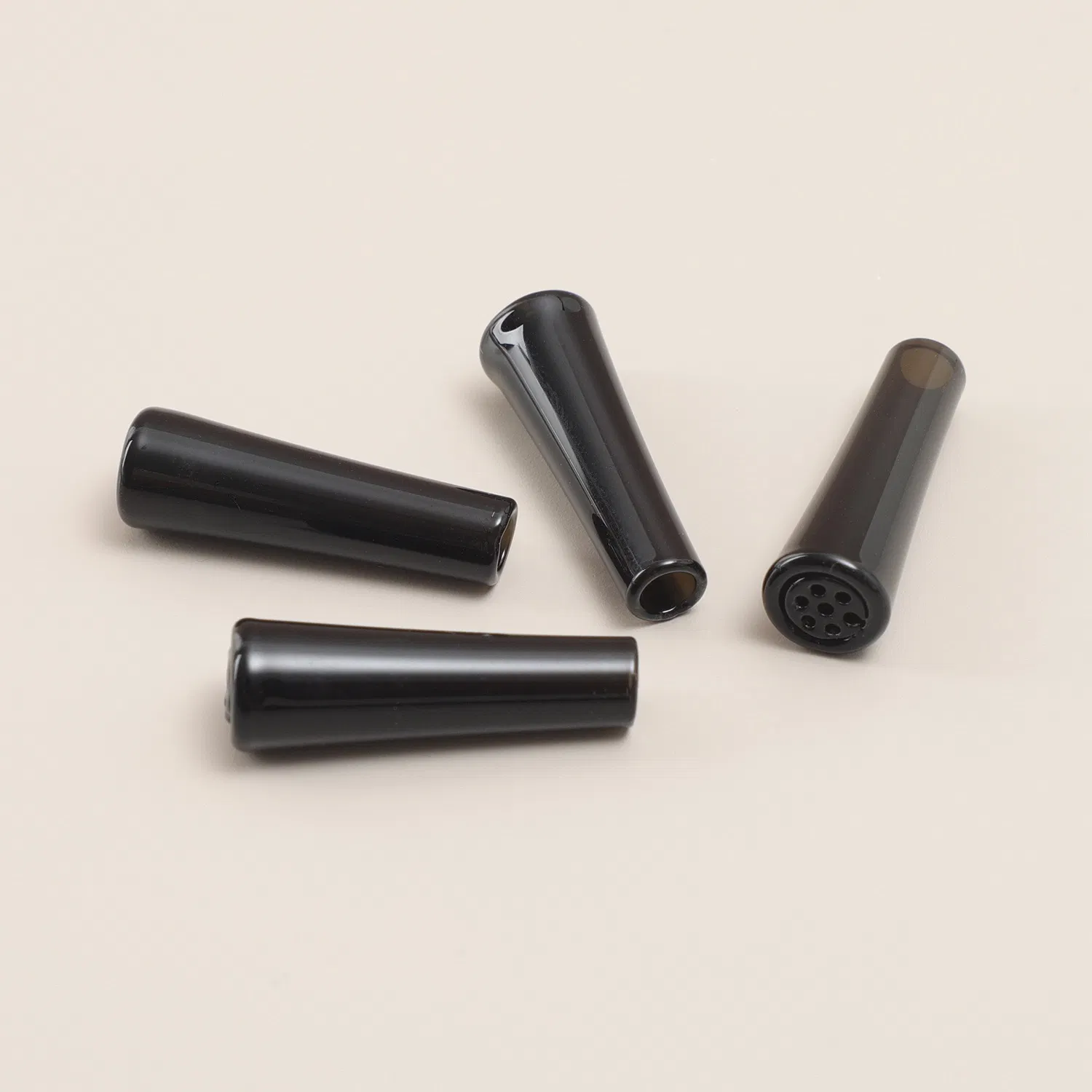 Reusable Durable Smoking Acceessoies Custom Pre Roll Cigars Joint Glass Mouthpiece Black Filter Tip