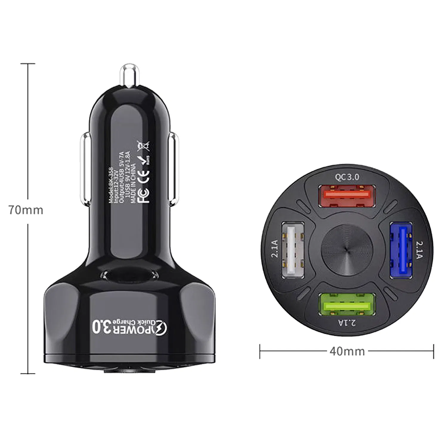 Автомобильное зарядное устройство Fast 4 USB QC3.0 33W