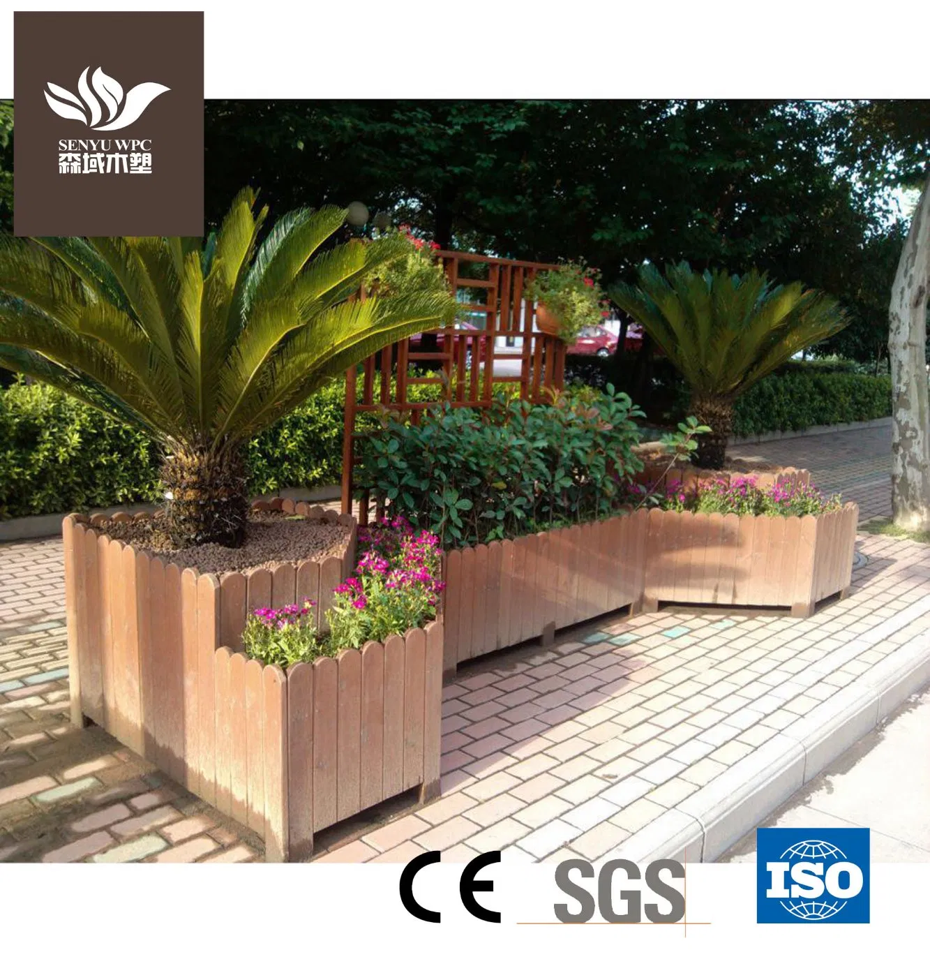 Fireproof Wood Plastic Composite Garden Flower Pot Planter