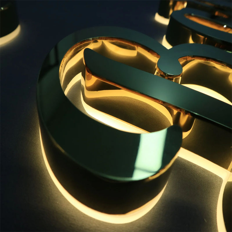 Premium 304 Stainless Steel Gold LED Sign for Commercial Use