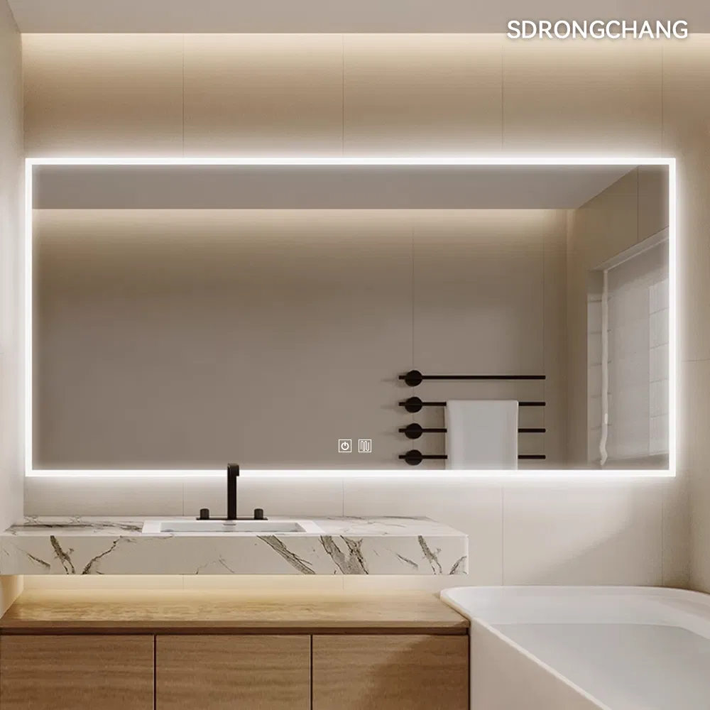 Wholesale Illuminated Mirror Digital Time Weather Display Wall Mirror with Light Magnifying Makeup Mirror