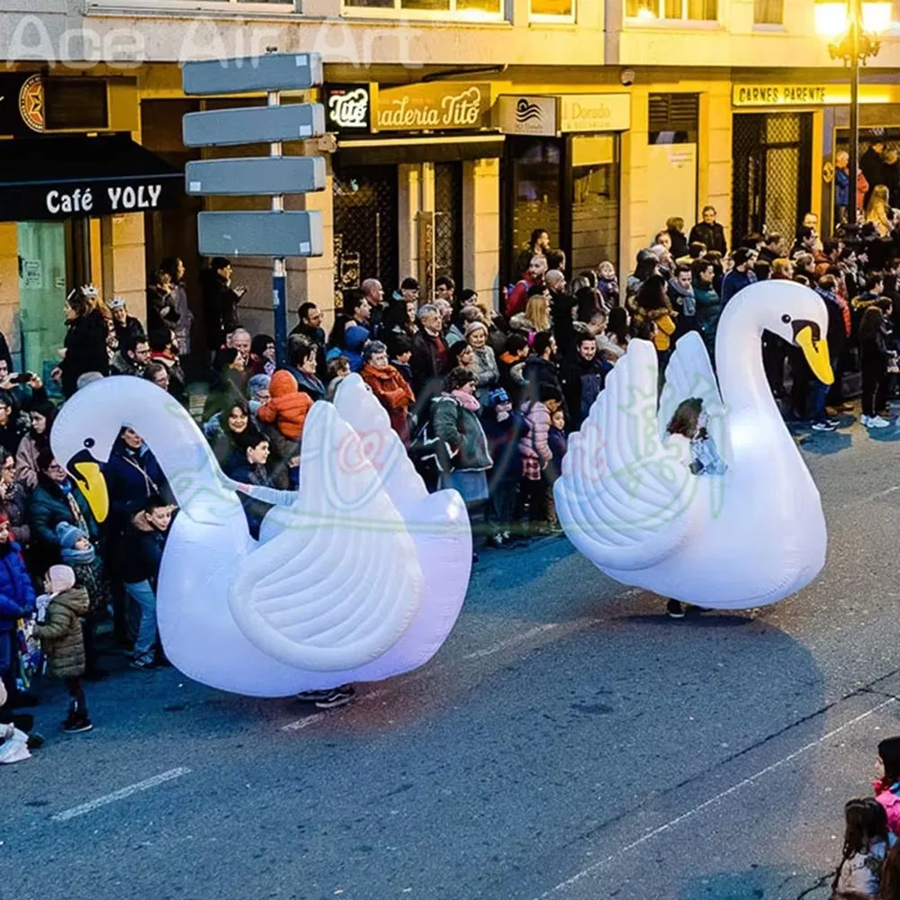 Popular Walking Inflatable Swan Costume for Parade Performance