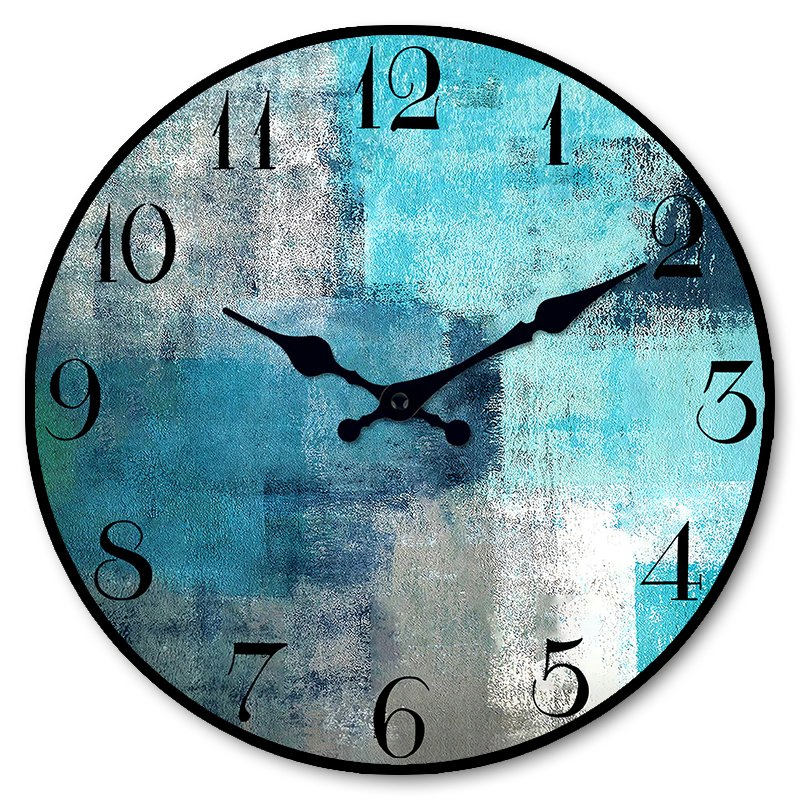Abstract Blue Gray Art Wall Clock, Modern Contemporary Home Decor Timepiece