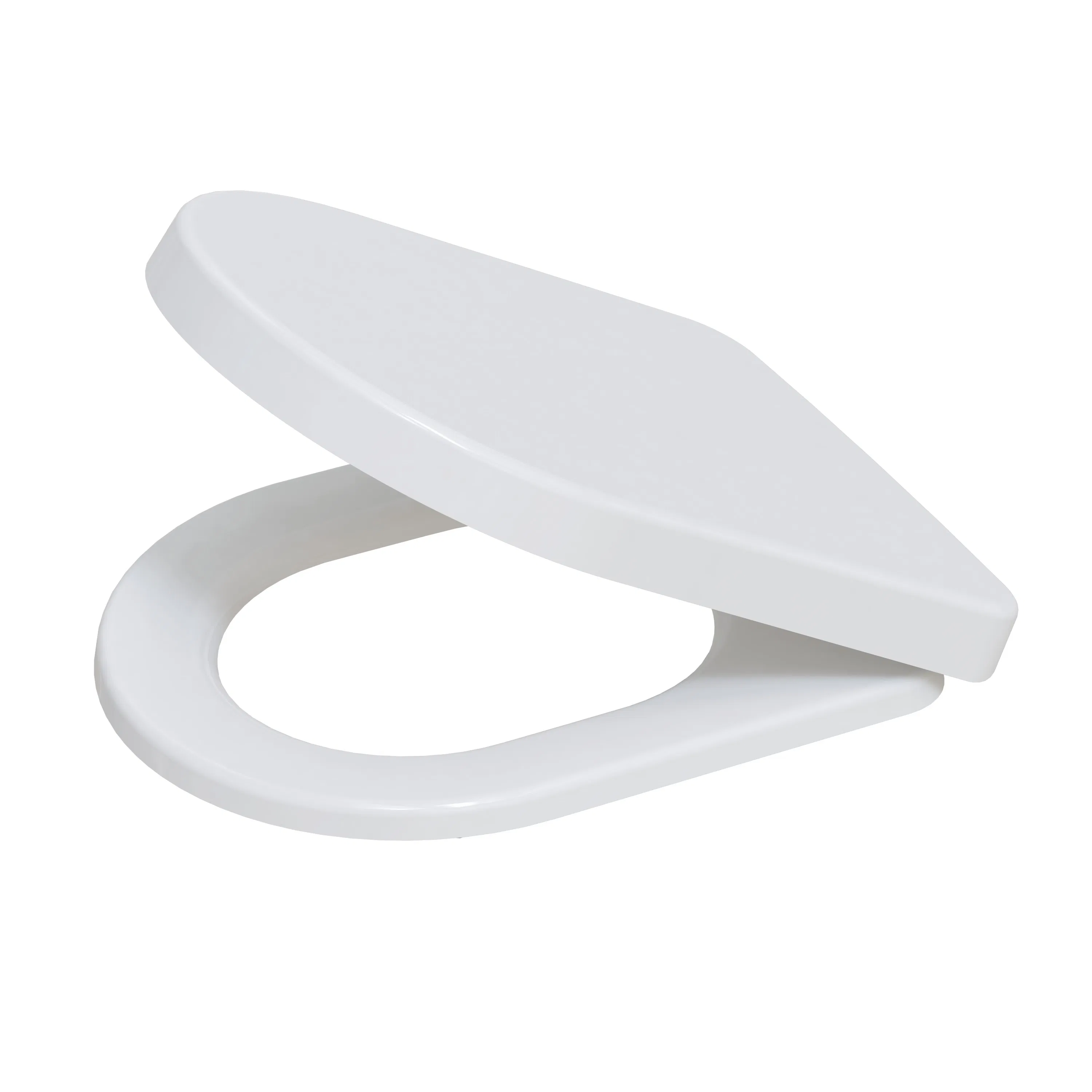 Modern Bathroom D Shape White UF Slow Down Toilet Seat Cover