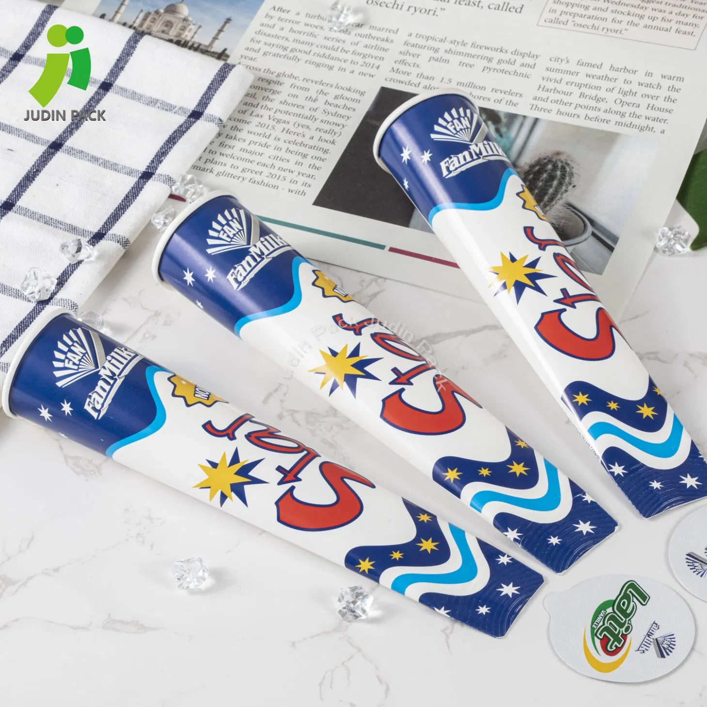Disposable Yogurt Ice Cream Paper Tubs with Spoon Lid-Disposable Dessert Bowls for Hot or Cold Food