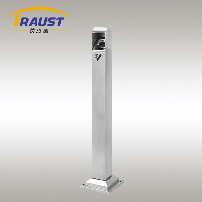 Traust Durable Large Capacity Metal Ashtray Standing Stainless Steel Smoking Area Bin