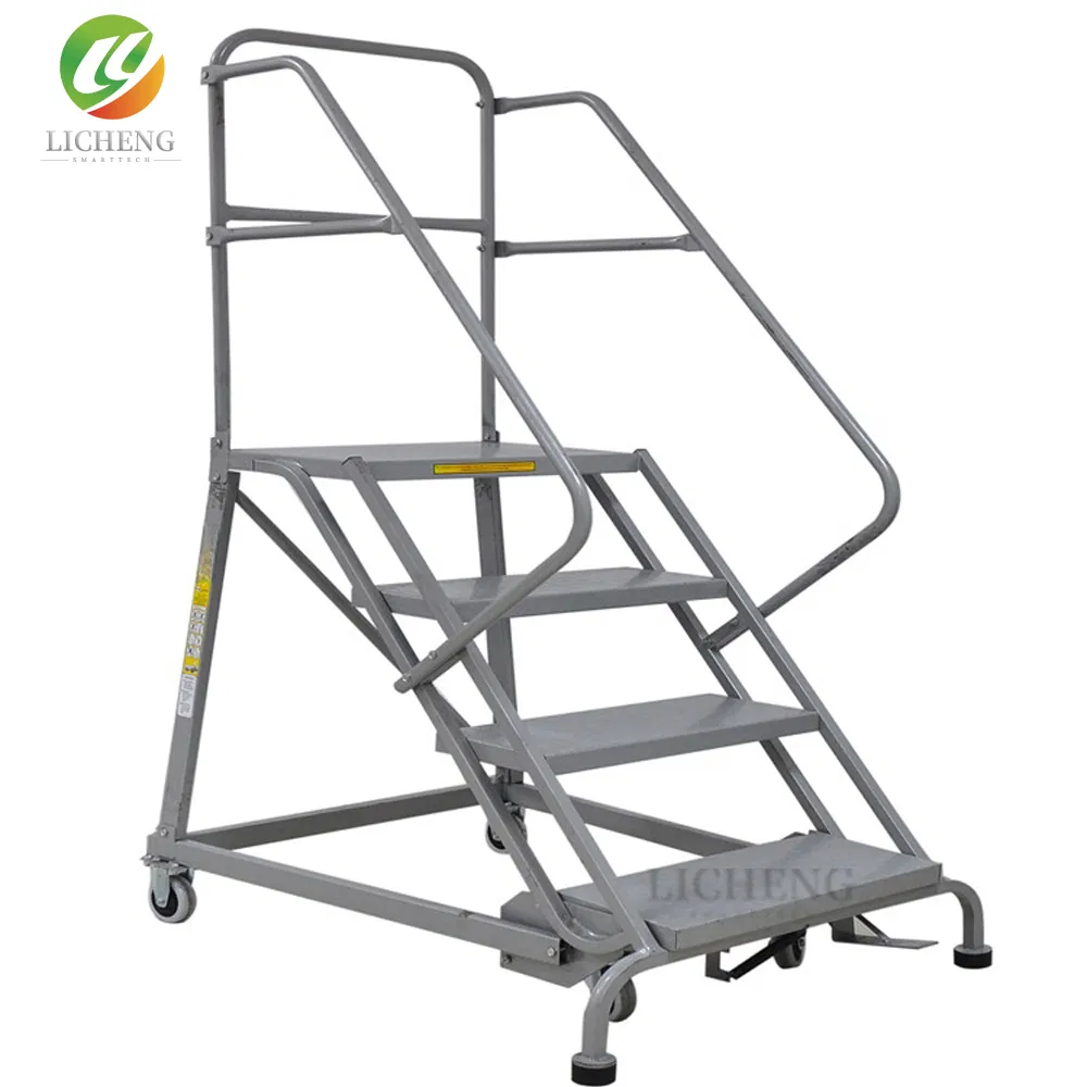 Stable Self-Locking Stainless Steel Extension Ladder with Wheels