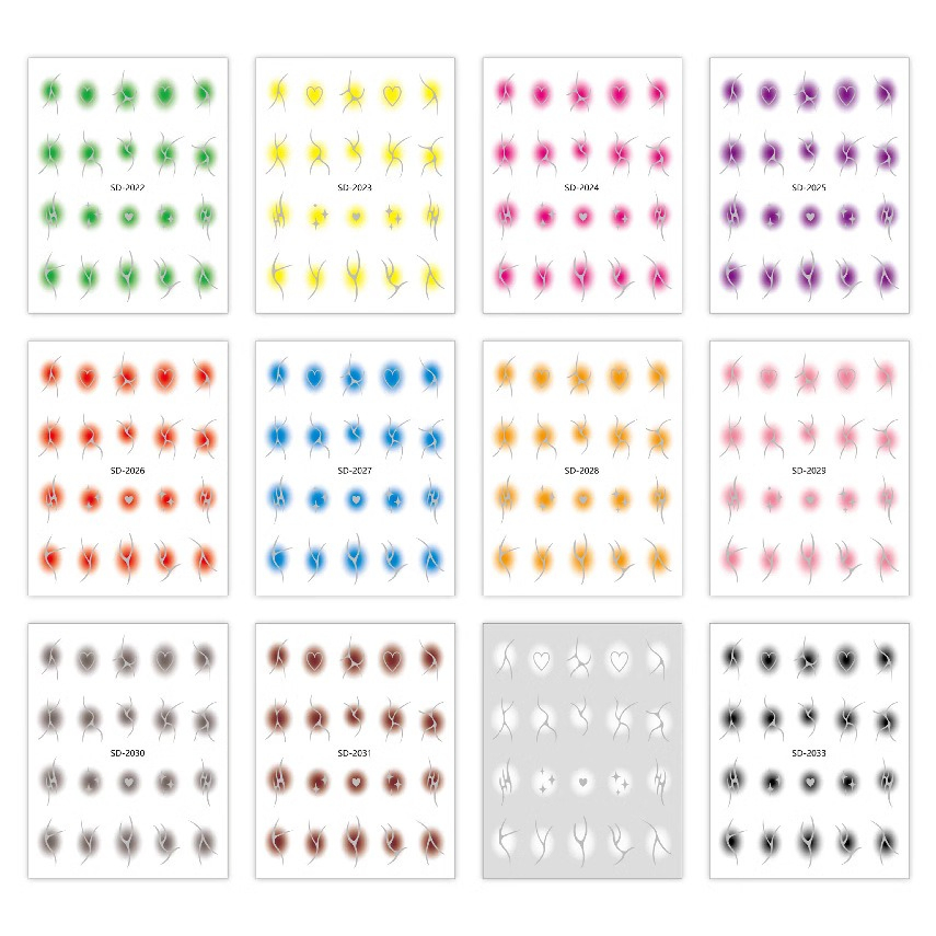 Colorful 5D Blush Gradient Nail Art Stickers Sweet and Cool Spice Girl Wind Wearing Nail Glue Jewelry Ntickers