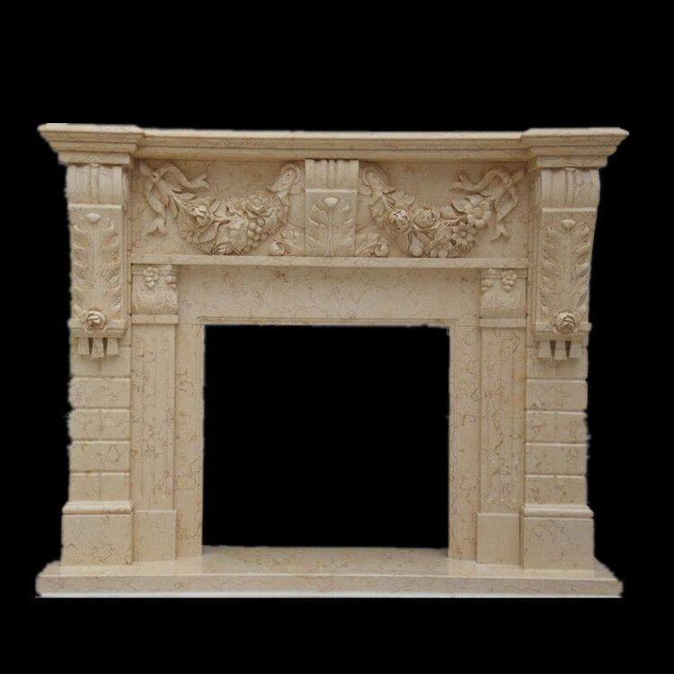 Modern European Luxury Hand Caving Natural Stone Marble Fireplace Mantel
