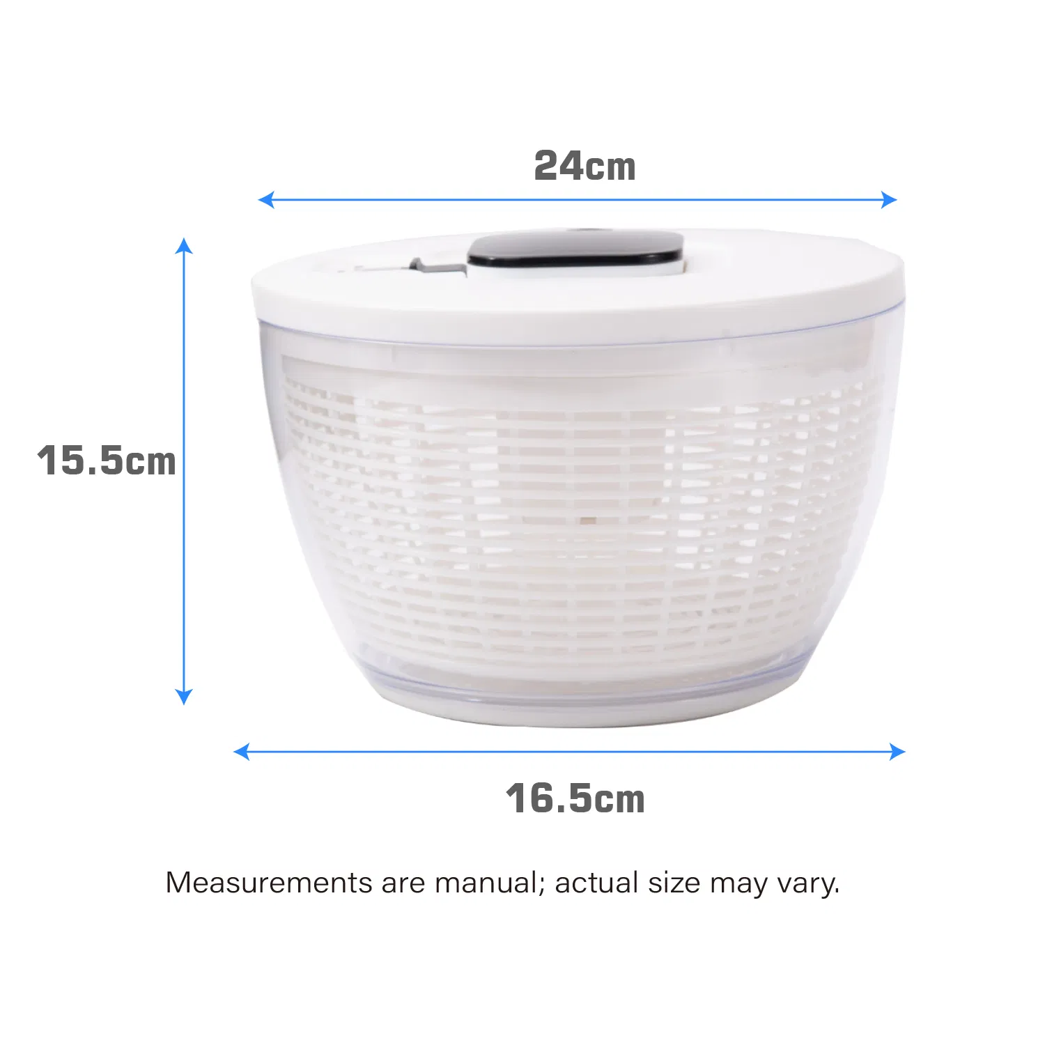 White Pump-Action Salad Spinner with Storage Lid Quick, Manual Vegetable Dryer