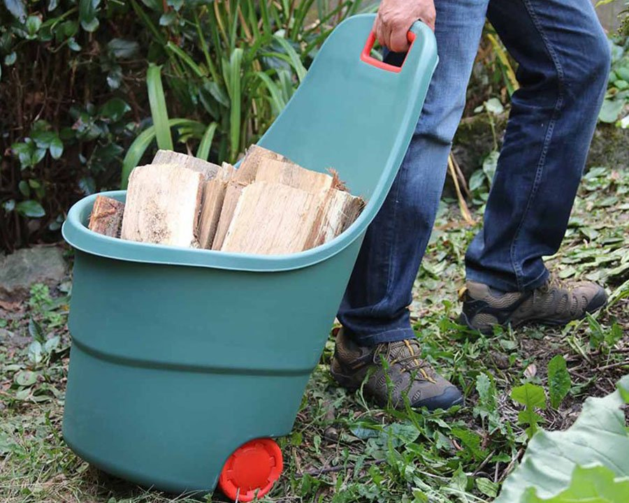 48L Portable Two Wheels Trash Can Plastic Apply Fertilizer Garden Tools