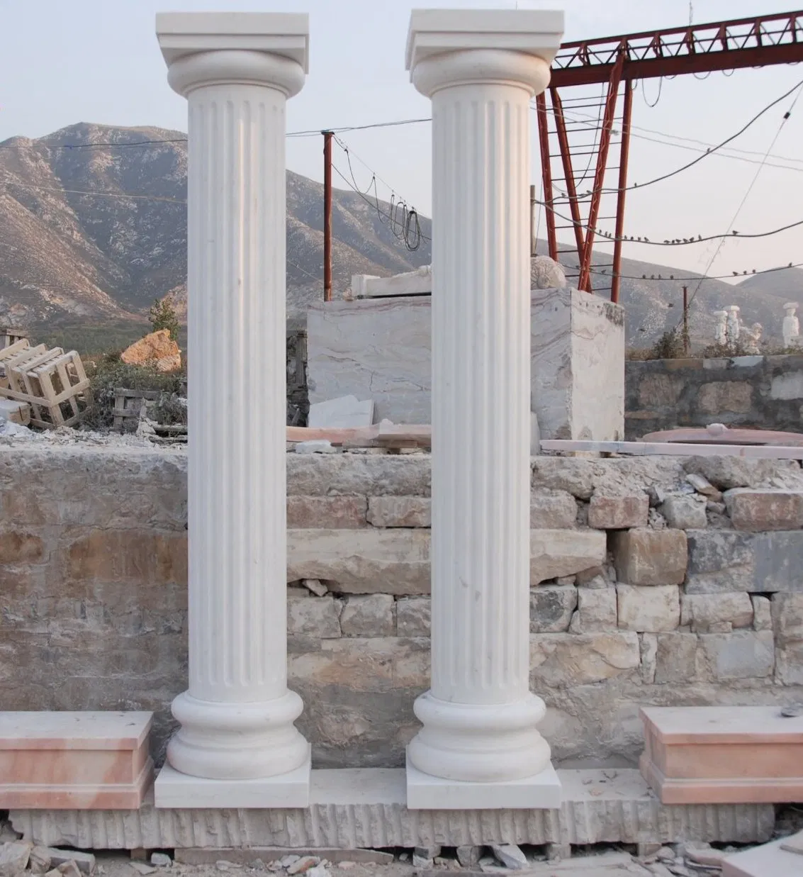 White Marble Stone Sculpture Column Pillar (SY-C002)