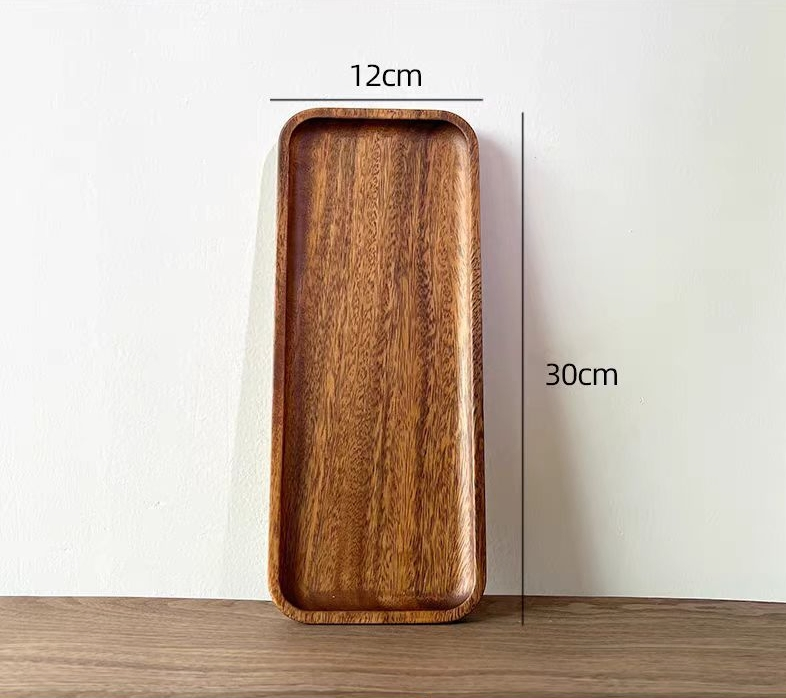 Wholesale Solid Walnut Wood Rectangular Serving Trays for Food Dishes & Plates