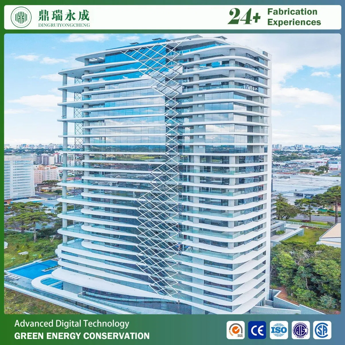 CE Certified Prefabricated High-Rise Steel Structure Resort Hotel with H-Section Steel