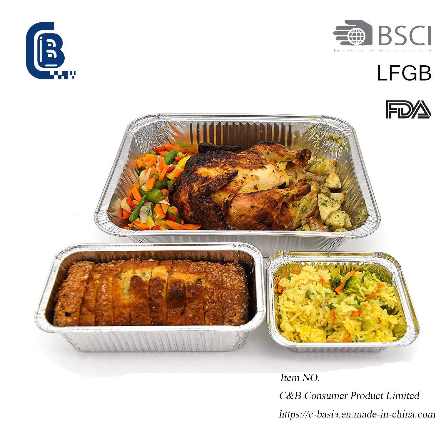 3500ml Half Size Disposable Aluminum Foil Pan with Foil Lid