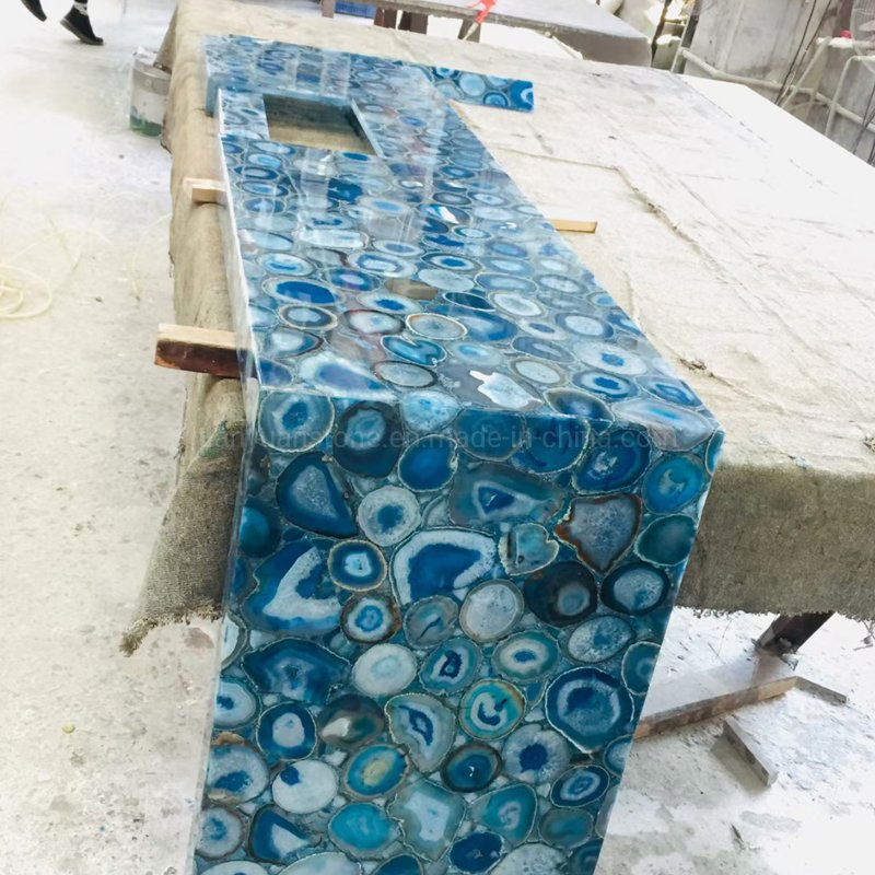 China Manufacturer of Semi Precious Stone Purple Agate Stone Tiles for Hotel Wall and Floor