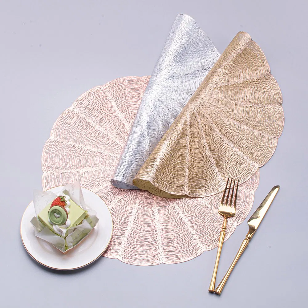 Manufacture PVC Hollow Placemat Gold High Quality Heat Resistant Place Mat Plain Table Mats Sets Household