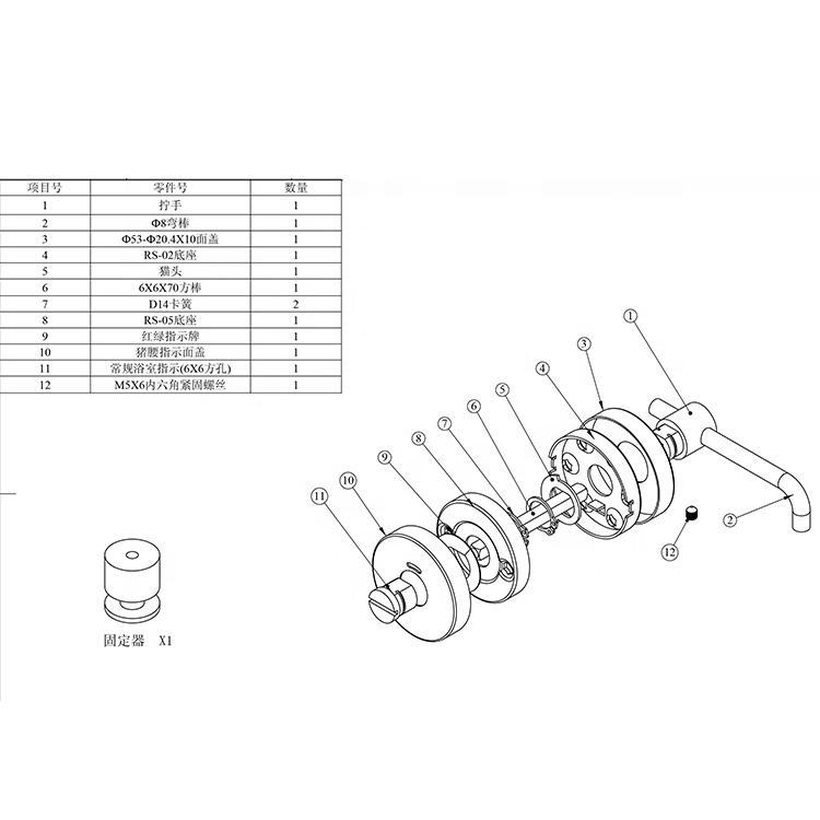 Commercial Satin Stainless Steel Turn Round Plate Green Red Washroom Cubicle Partition Indication Toilet Door Lock
