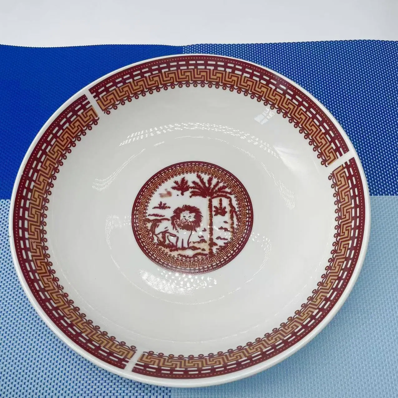 Rice Pasta Fuirt Plate Size 6"-12" Lion Decal Porcelain Ceramic Tableware