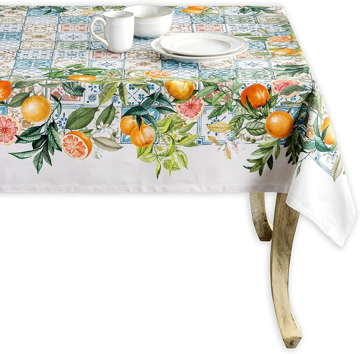 100% Cotton Tablecloth Kitchen Dining Table Cloth for Round Tables Farmhouse Tabletop