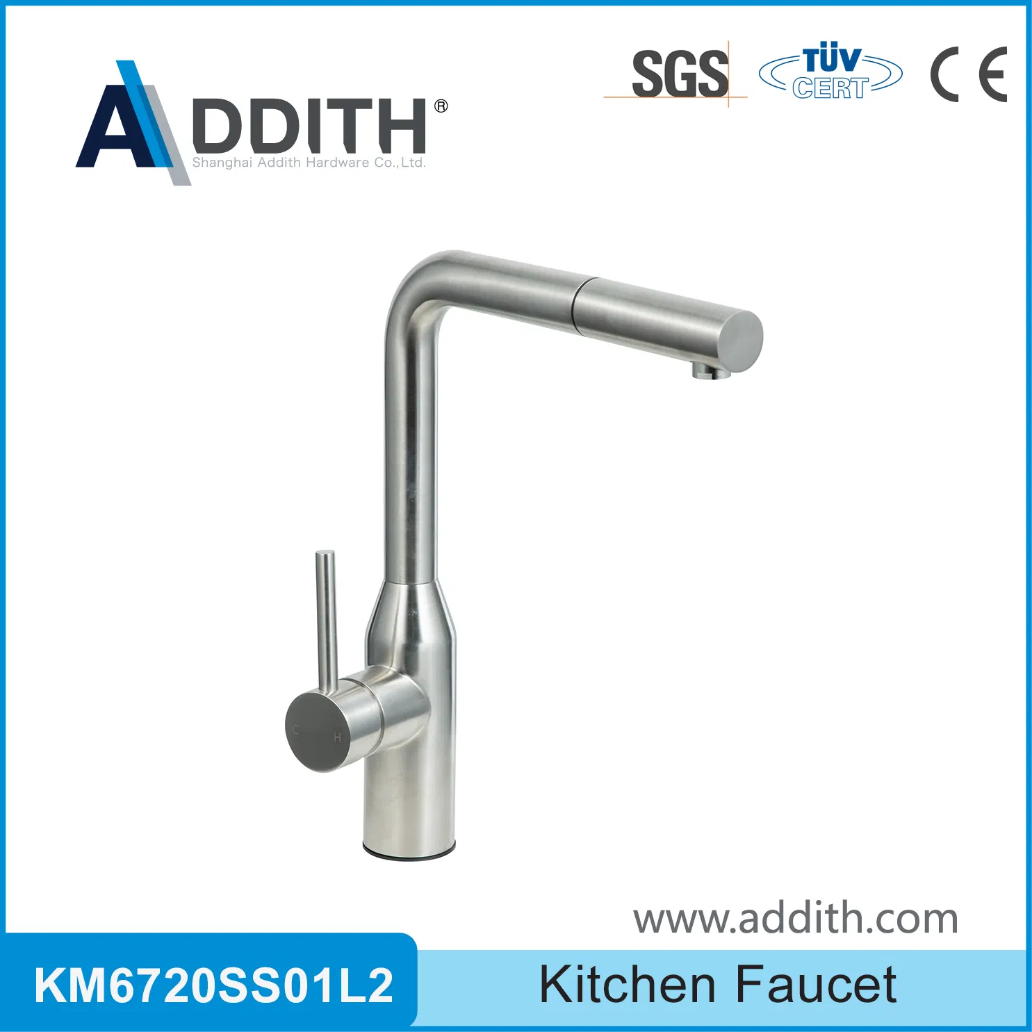 SUS304 Flexible Pull-out Kitchen Faucet with Fast Connector and Weight Kit