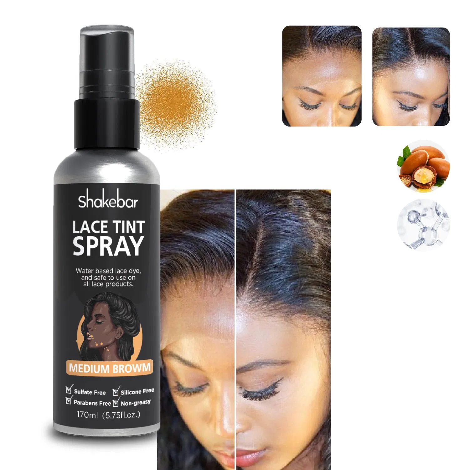 High Quality Lace Tint Spray 80ml Dark Brown Dye Natural Wigs