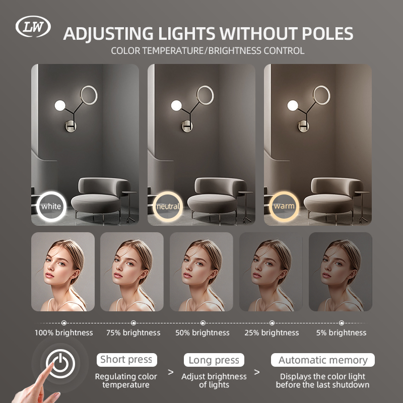 Aluminum Alloy Framefurniture Smart Front and Backlit Light Bluetooth Music Speaker Oval Intelligent Furniture Bathroom LED Mirror with Wall Mounted Decoration