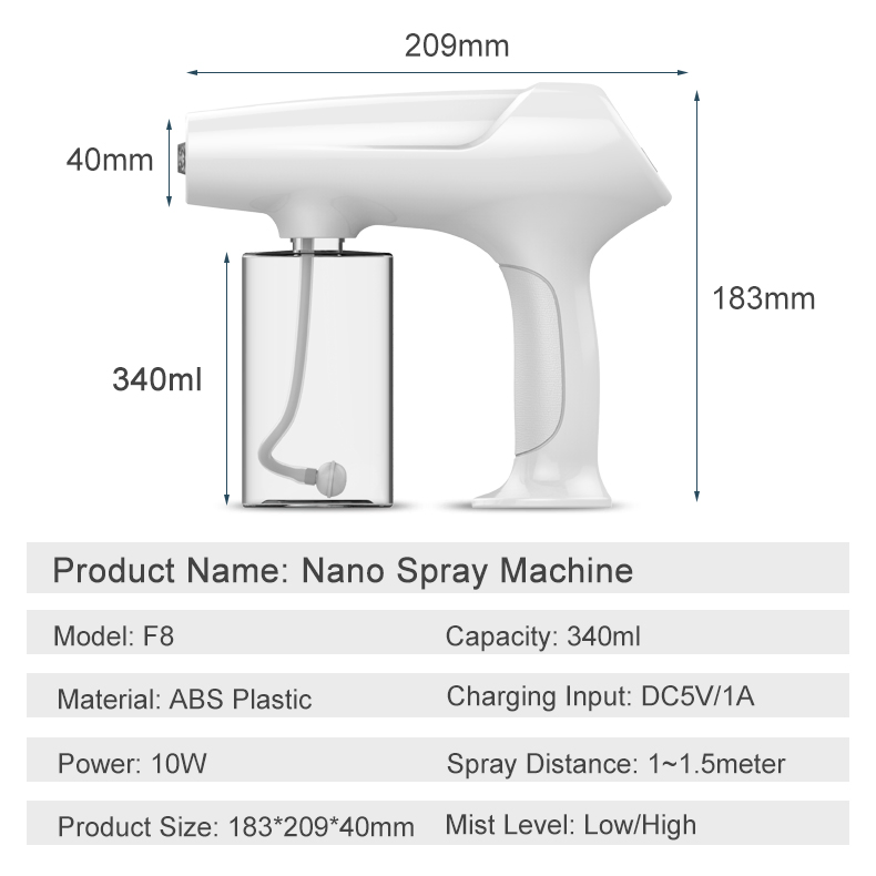 Custom Portable Nano Steam Gun Hairdressing Hydrating Spray Hair Micro Nano Blu-Ray Steam Multifunctional Water Nano Spray Gun