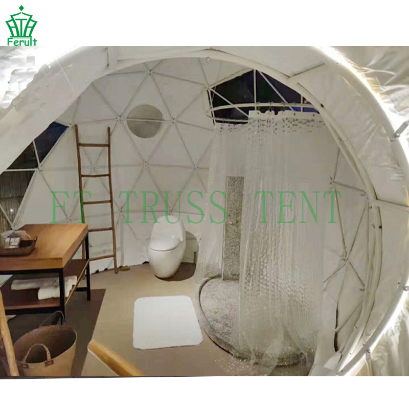 Complete Bathroom 6m Glamping PVC Camp House Dome Camping Tents for 2person