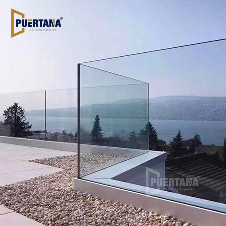 Aluminum U Channel Glass Railing Stainless Steel Handrail Frameless Glass Balustrade Balcony Deck Base Rail Stairs Railing