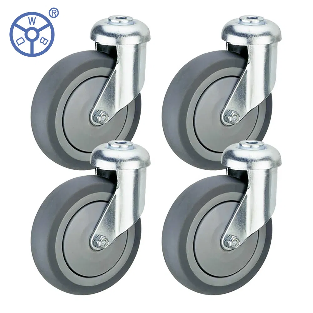 Wbd TPR Material No Noise Shopping Bolt Hole Single Bearing Caster Wheel for Cart